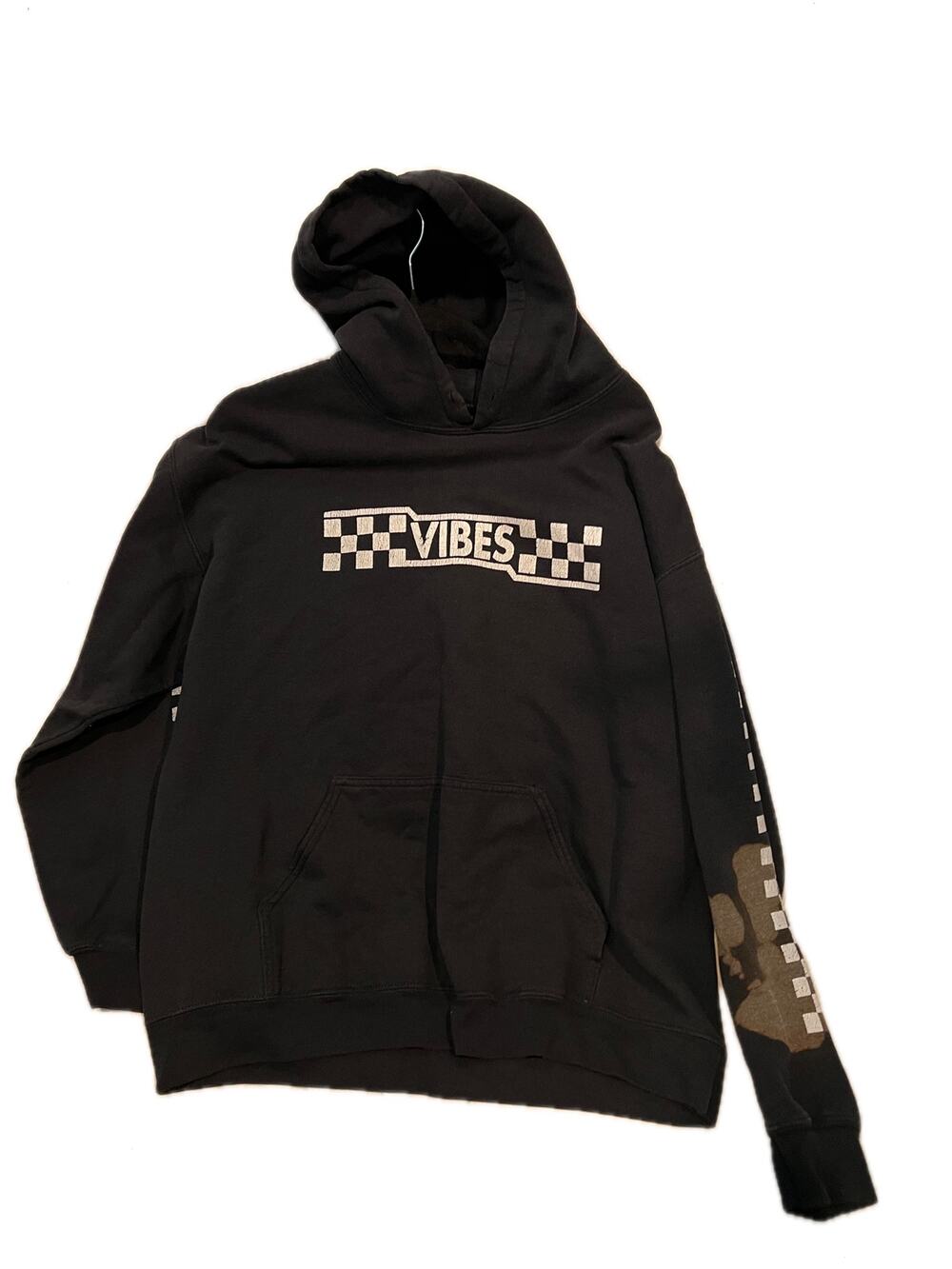Bowery Supply Black checkered Vibes Hoodie Mens Large